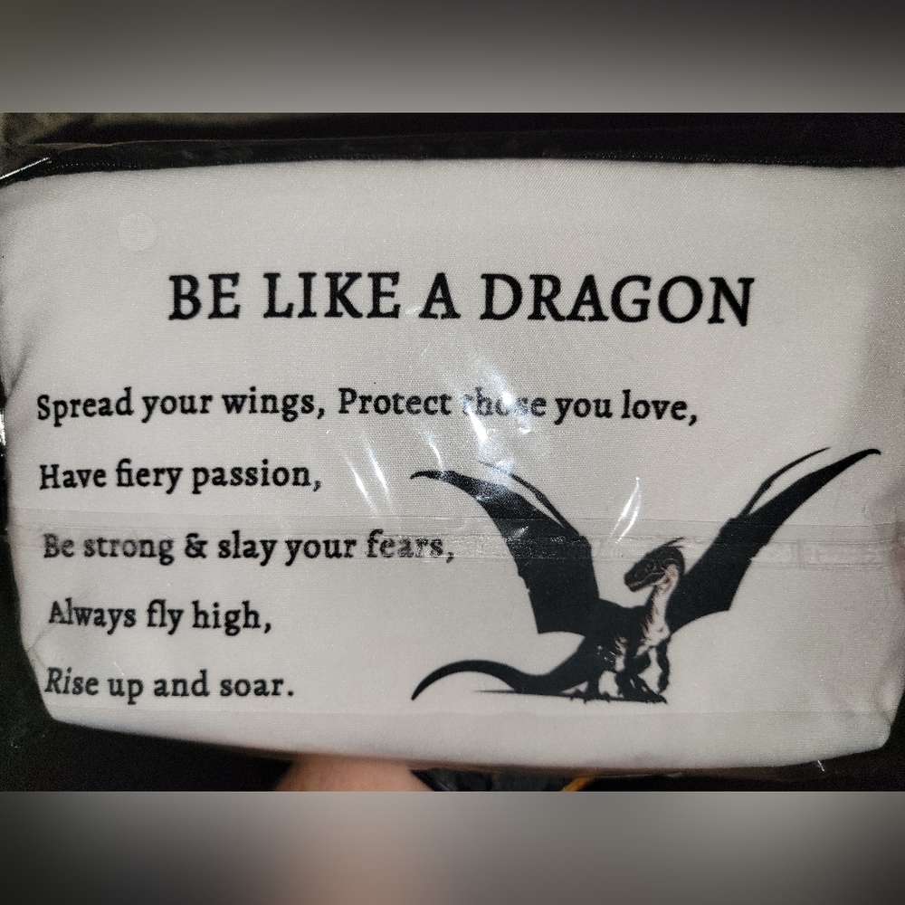 Be Like a Dragon White and Black Makeup Bag